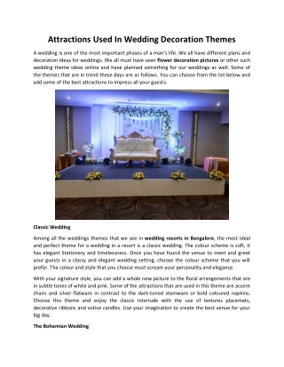 Attractions Used In Wedding Decoration Theme