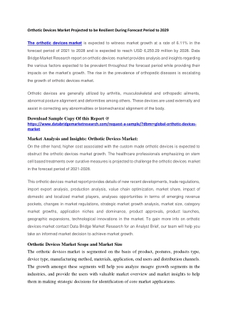 Orthotic Devices Market Projected to be Resilient During Forecast Period to 2029