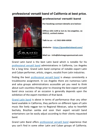 professional versatil band of California at best price.