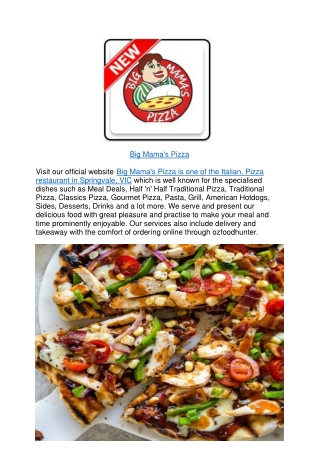 10% off - Big Mama's Pizza Restaurant Springvale Menu,VIC