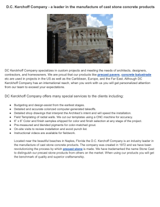D.C. Kerchoff Company - a leader in the manufacture of cast stone concrete products