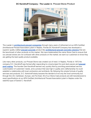 DC Kerckhoff Company - The Leader in  Precast Stone Product