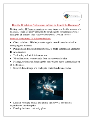 What are the Benefits of IT Solution Professionals in UAE?