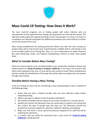 Mass Covid-19 Testing: How Does It Work?