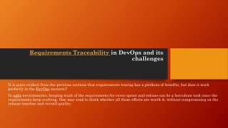 Requirements Traceability in DevOps and its challenges