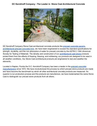 DC Kerckhoff Company - The Leader in  Stone Cast Architectural Concrete