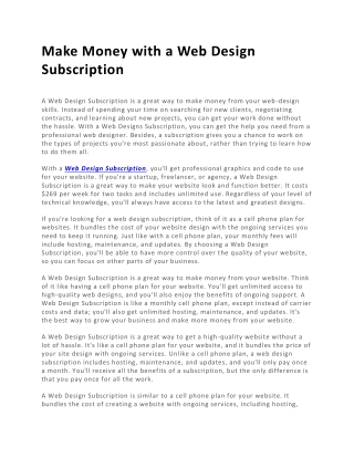 Make Money with a Web Design Subscription