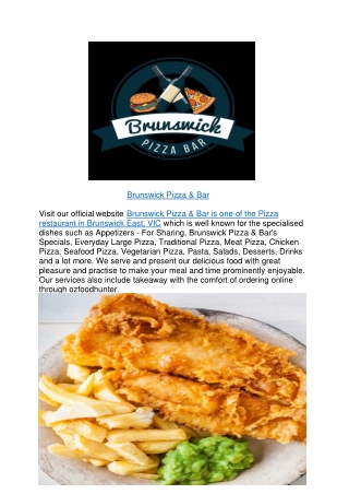 10% off - Brunswick East Pizza bar Restaurant Takeaway Menu,VIC