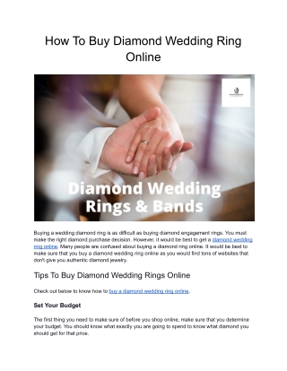 How To Buy Diamond Wedding Ring Online