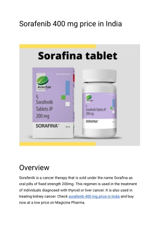 Sorafenib 400 mg price in India