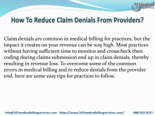 How To Reduce Claim Denials From Provider
