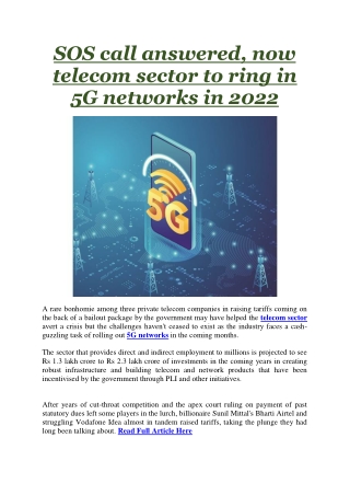 SOS call answered, now telecom sector to ring in 5G networks in 2022