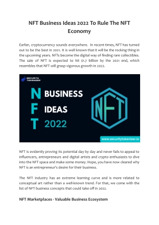 NFT Business Ideas 2022 To Rule The NFT Economy