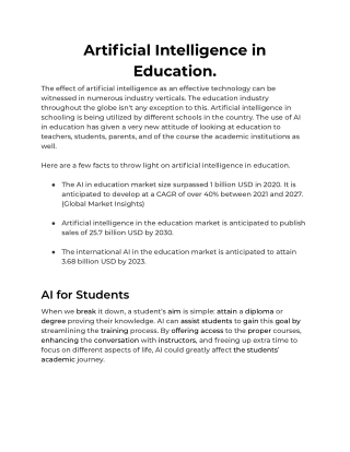 Artificial Intelligence in Education