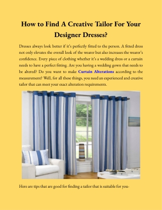 How to Find A Creative Tailor For Your Designer Dresses