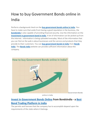 How to buy Government Bonds online in India