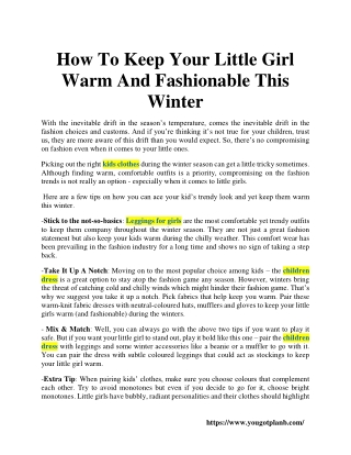 How To Keep Your Little Girl Warm And Fashionable This Winter