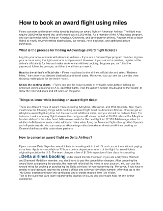 How to book an award flight using miles