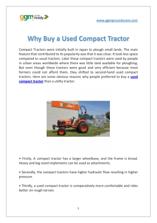 Why Buy a Used Compact Tractor