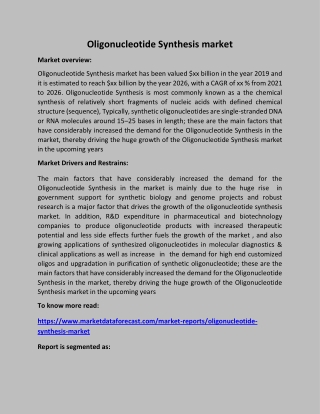 Oligonucleotide Synthesis market PDF