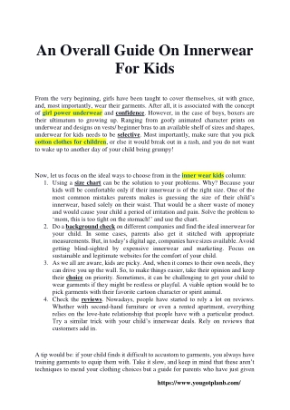An Overall Guide On Innerwear For Kids