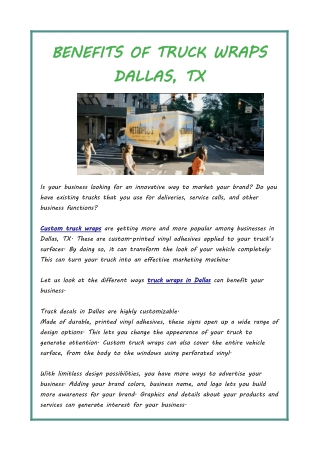 BENEFITS OF TRUCK WRAPS DALLAS, TX