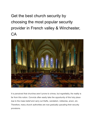 Get the best church security by choosing the most popular security provider in French valley & Winchester, CA