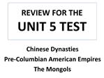 REVIEW FOR THE UNIT 5 TEST