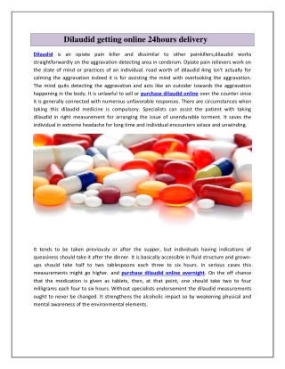 Dilaudid getting online 24hours delivery