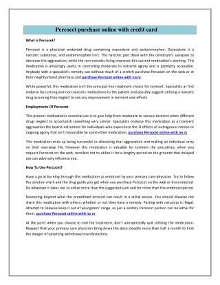 Percocet purchase online with credit card