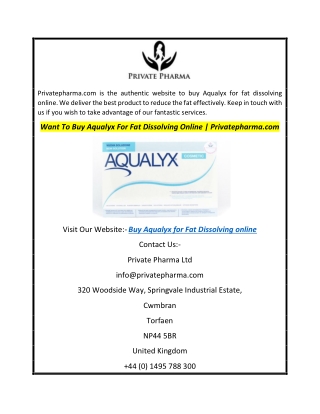 Want To Buy Aqualyx For Fat Dissolving Online  Privatepharma.com
