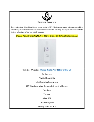 Choose The Fillmed Bright Peel 100ml Online Uk  Privatepharma.com