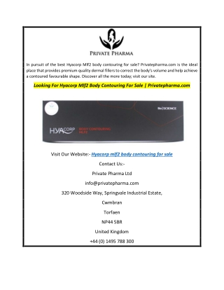 Looking For Hyacorp Mlf2 Body Contouring For Sale  Privatepharma.com