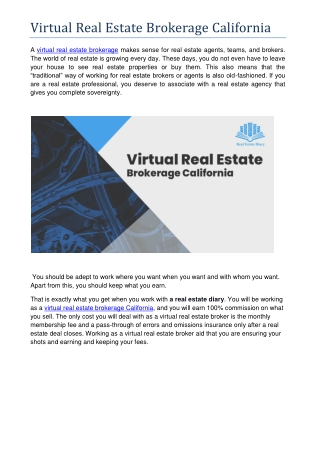 Virtual Real Estate Brokerage California