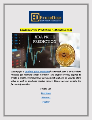 Cardano Price Prediction | Etherdesk.com
