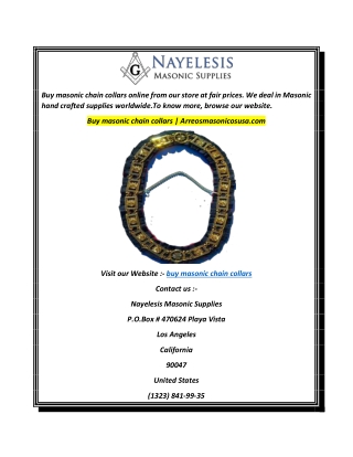 Buy masonic chain collars  Arreosmasonicosusa.com