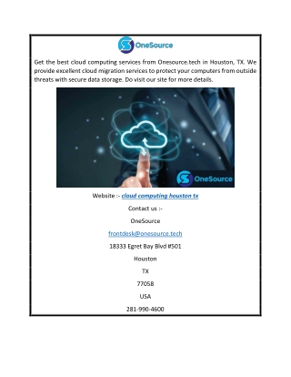 Cloud Computing Houston TX   Onesource.tech