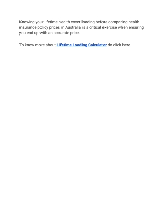 Lifetime Loading Calculator