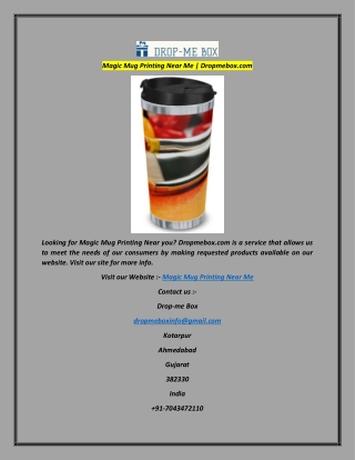 Magic Mug Printing Near Me  Dropmebox.com