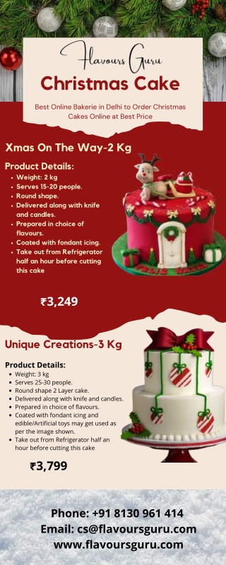 Order Now! Merry Christmas Cake in Delhi NCR from Flavours Guru