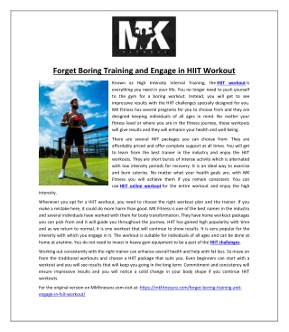 Forget Boring Training and Engage in HIIT Workout