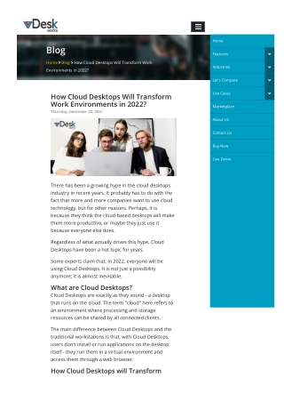 How Cloud Desktops Will Transform Work Environments in 2022?