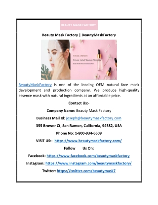 Beauty Mask Factory | BeautyMaskFactory