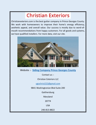 Siding Company Prince Georges County | Christianexteriors.com