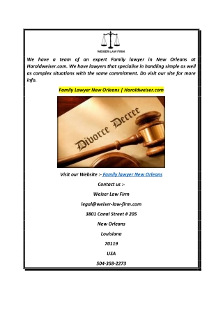 Family Lawyer New Orleans  Haroldweiser.com