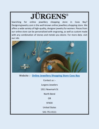 Online Jewellery Shopping Store Coos Bay | Designmyjewelry.com