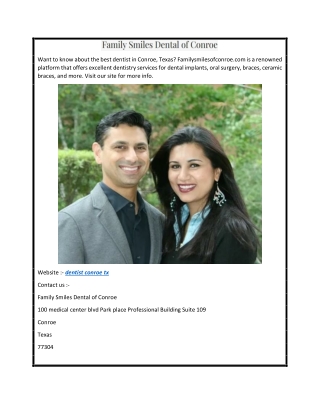 Dentist Conroe Tx  Familysmilesofconroe.com