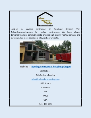 Roofing Contractors Roseburg Oregon | Richrayburnroofing.com