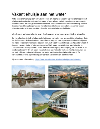 Vakantiehuisje aan het water