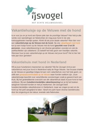 De IJsvogel - Vakantiehuisje op de Veluwe met hond